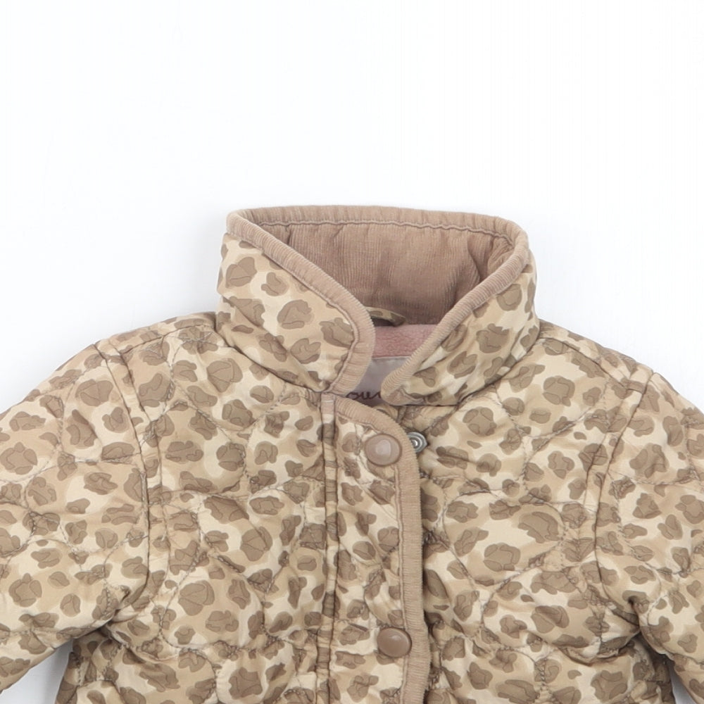Young Dimension Girls Beige Animal Print  Jacket Coat Size 9-12 Months