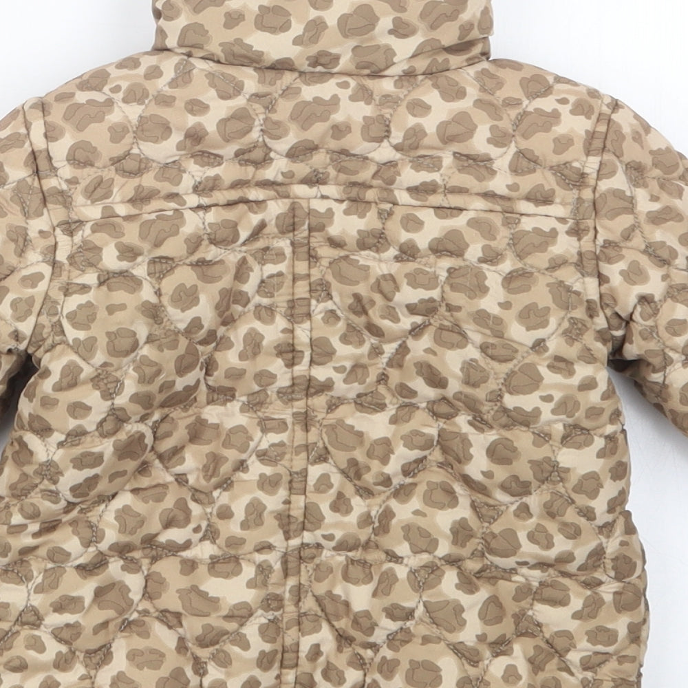 Young Dimension Girls Beige Animal Print  Jacket Coat Size 9-12 Months
