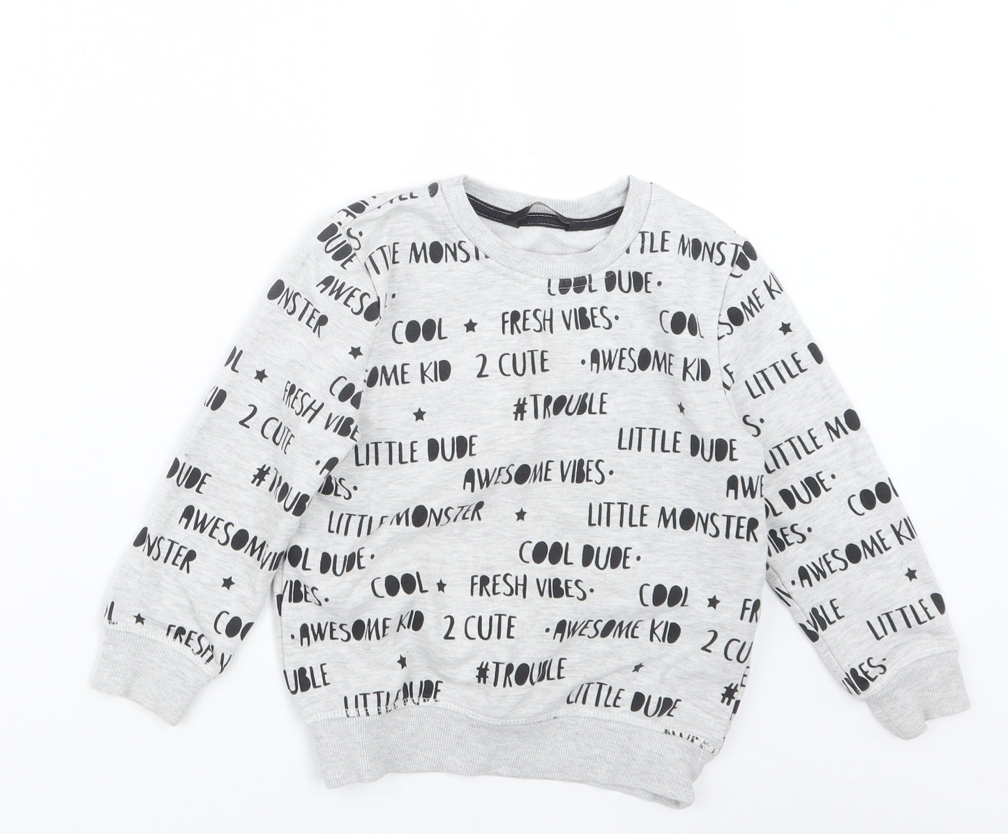 George Boys Grey Geometric  Pullover Jumper Size 4-5 Years