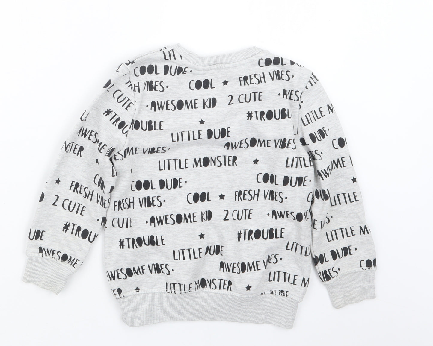 George Boys Grey Geometric  Pullover Jumper Size 4-5 Years