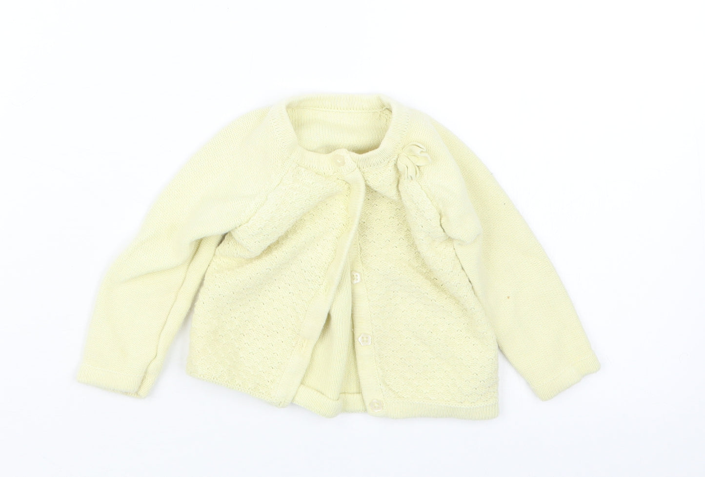Nutmeg Girls Yellow  Knit Cardigan Jumper Size 3-6 Months