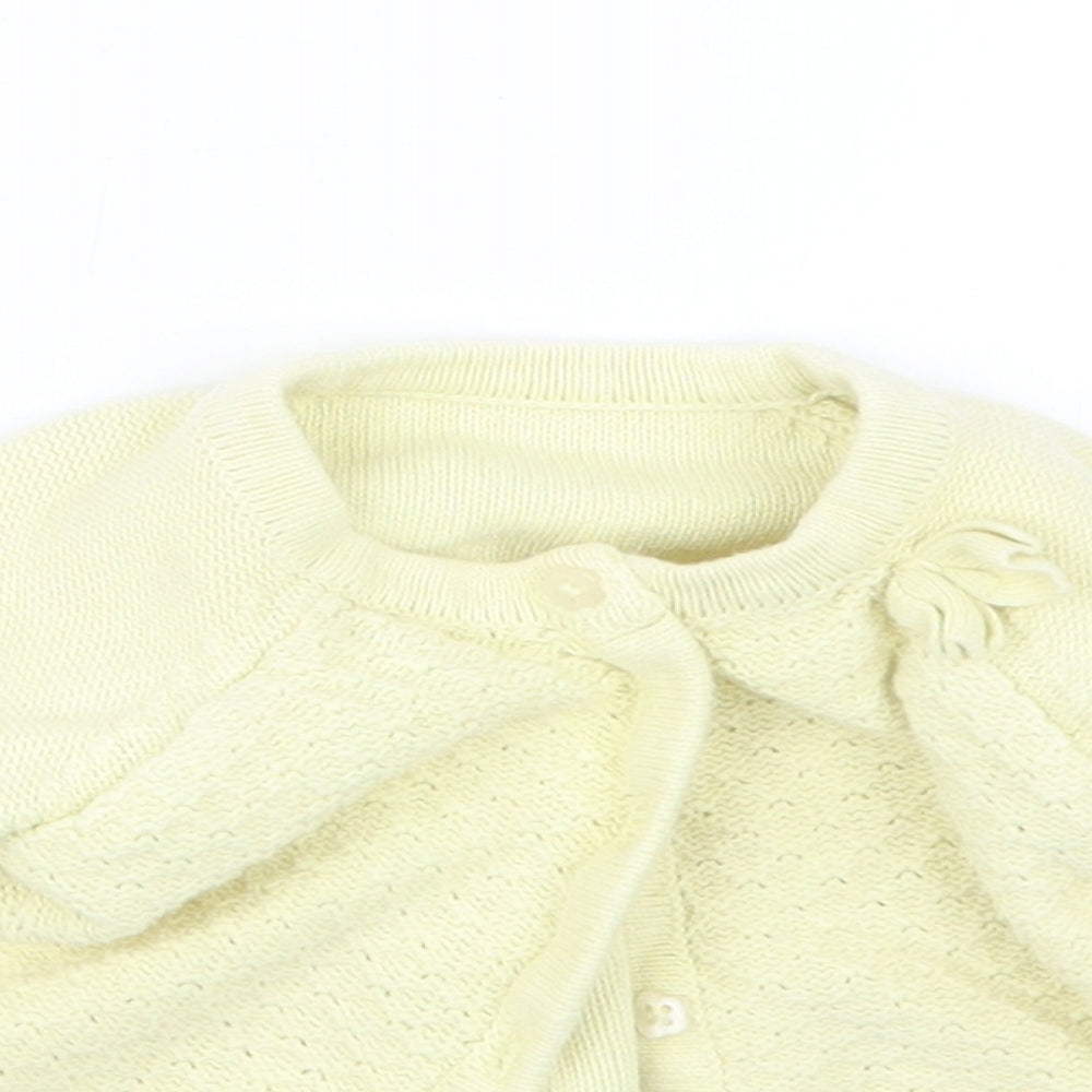 Nutmeg Girls Yellow  Knit Cardigan Jumper Size 3-6 Months