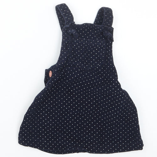 TU Girls Blue Polka Dot  Pinafore/Dungaree Dress  Size 9-12 Months