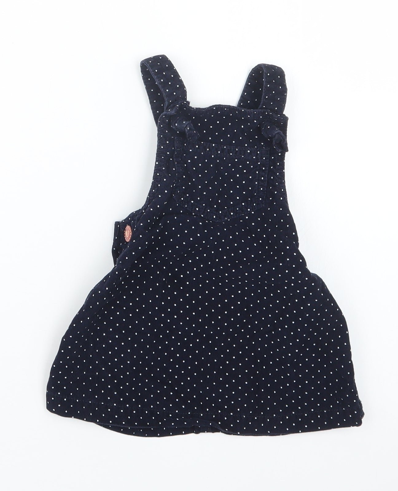TU Girls Blue Polka Dot  Pinafore/Dungaree Dress  Size 9-12 Months