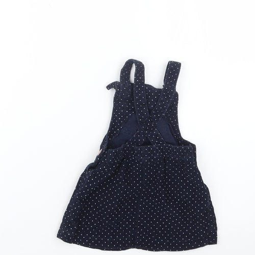 TU Girls Blue Polka Dot  Pinafore/Dungaree Dress  Size 9-12 Months