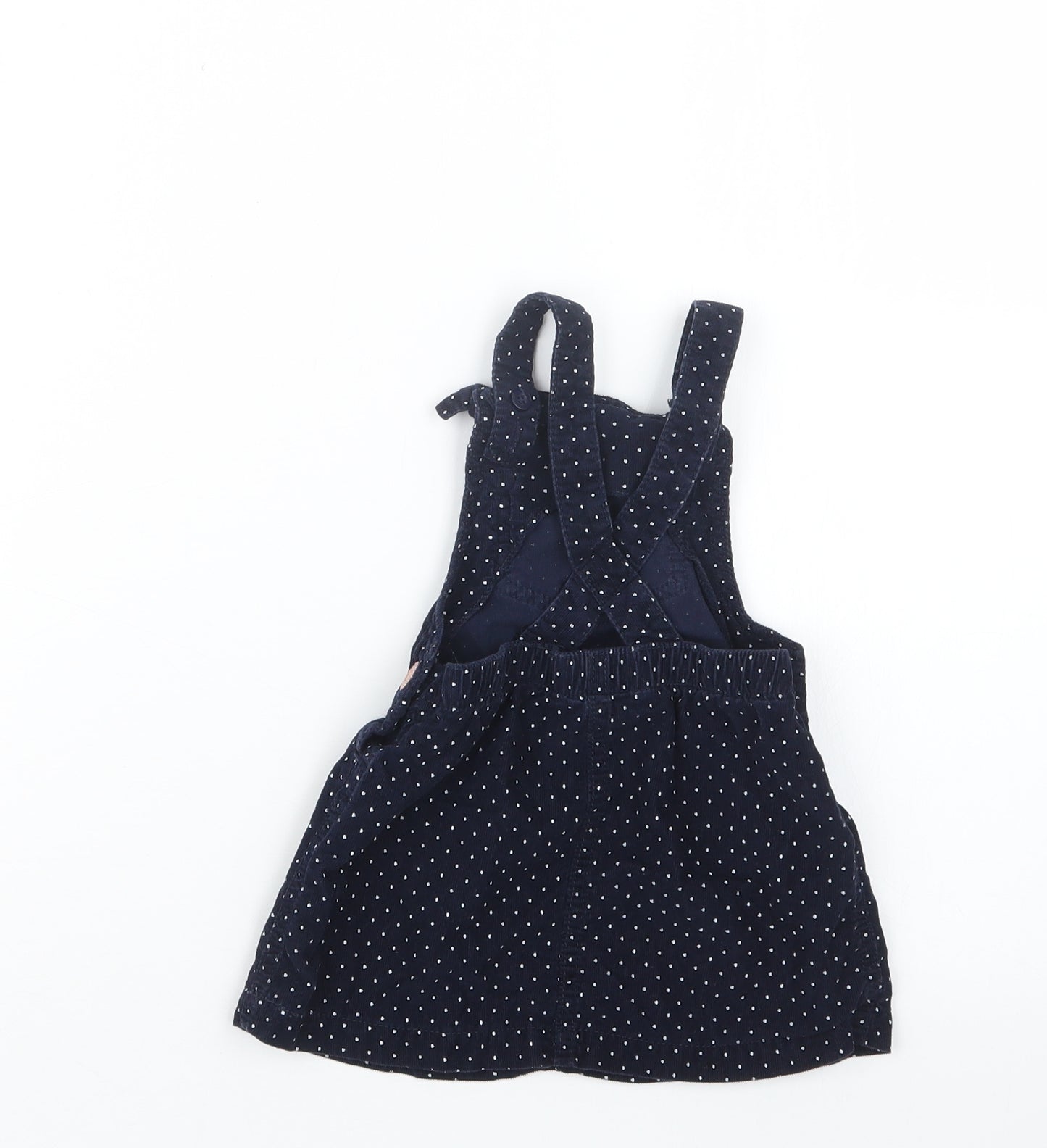 TU Girls Blue Polka Dot  Pinafore/Dungaree Dress  Size 9-12 Months