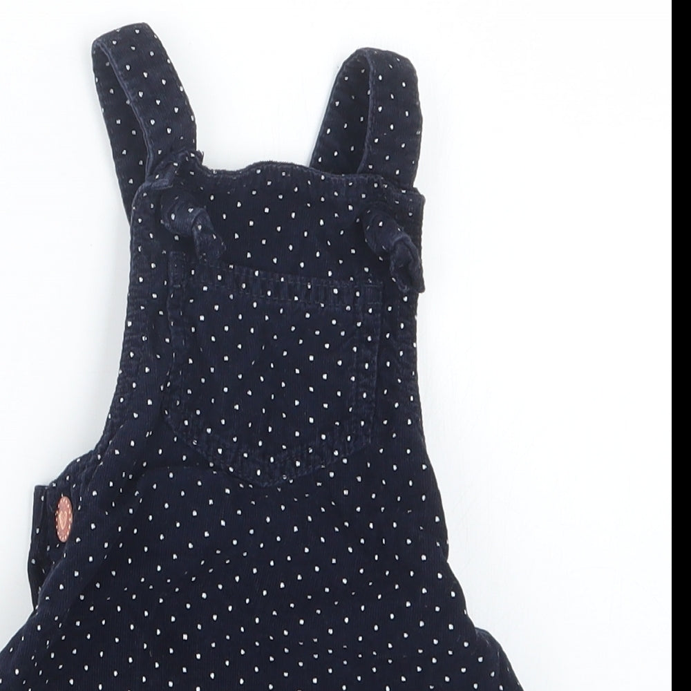 TU Girls Blue Polka Dot  Pinafore/Dungaree Dress  Size 9-12 Months