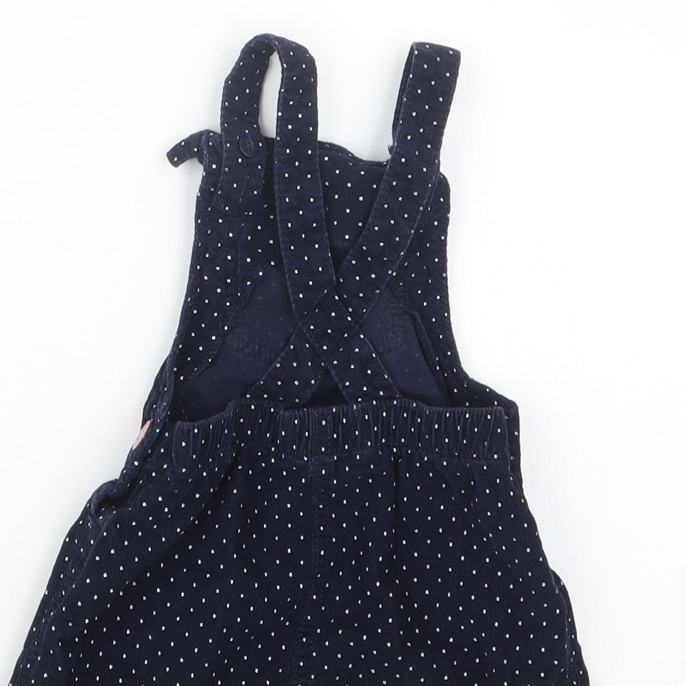 TU Girls Blue Polka Dot  Pinafore/Dungaree Dress  Size 9-12 Months