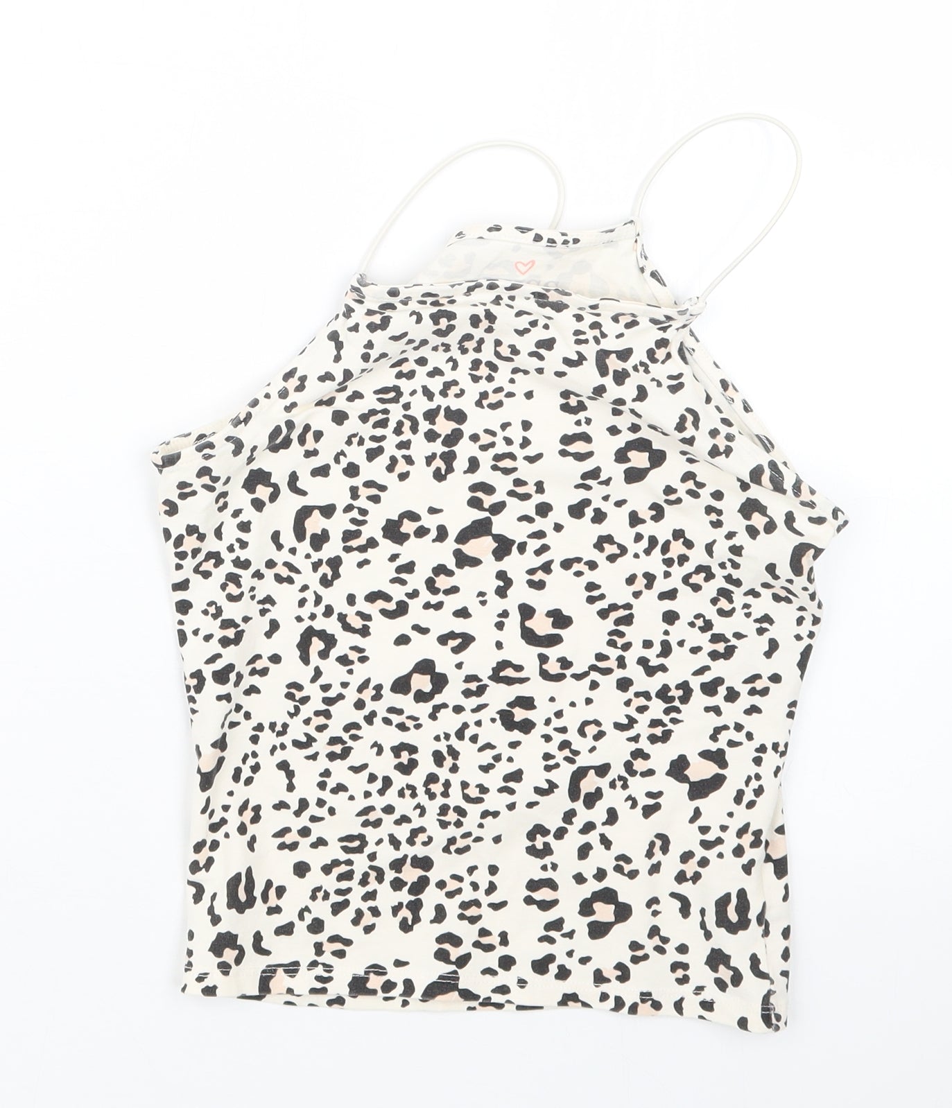 Miss E-vie Girls Black Animal Print  Cropped T-Shirt Size 13-14 Years