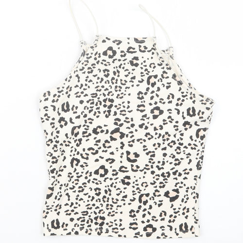 Miss E-vie Girls Black Animal Print  Cropped T-Shirt Size 13-14 Years
