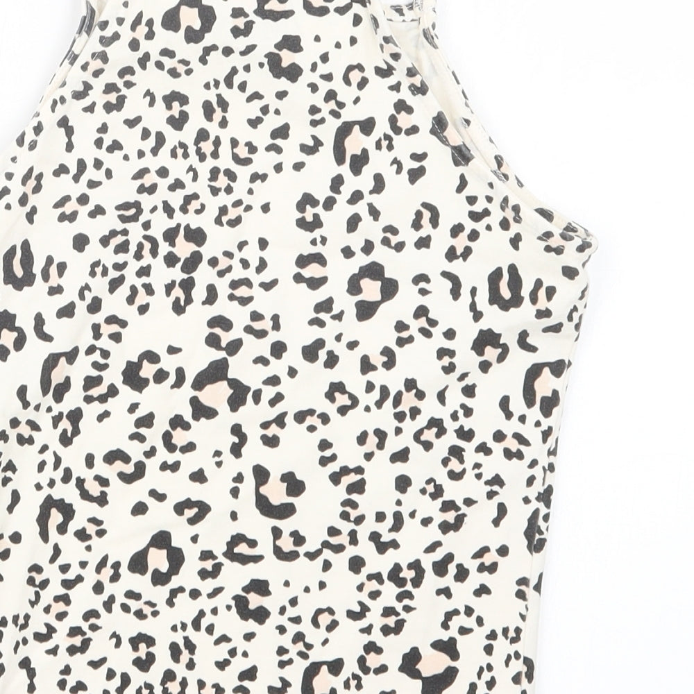 Miss E-vie Girls Black Animal Print  Cropped T-Shirt Size 13-14 Years