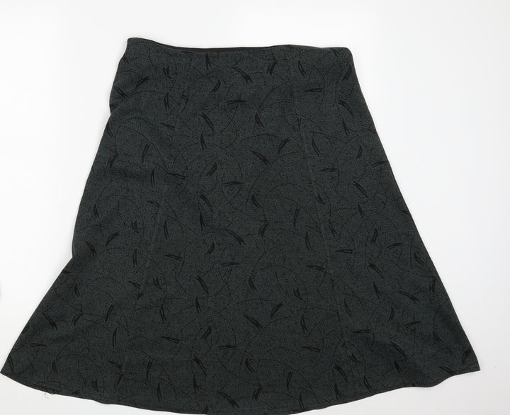 BM Womens Green Geometric A-Line Skirt Size 14