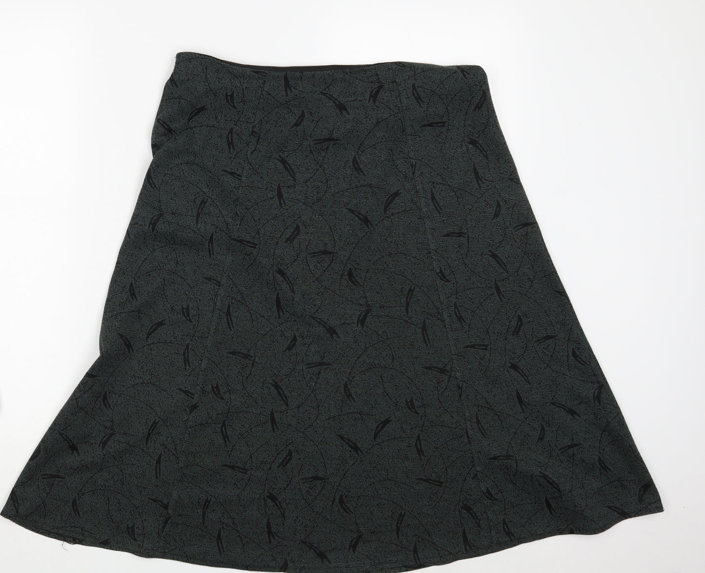 BM Womens Green Geometric  A-Line Skirt Size 14