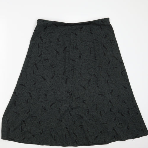 BM Womens Green Geometric  A-Line Skirt Size 14