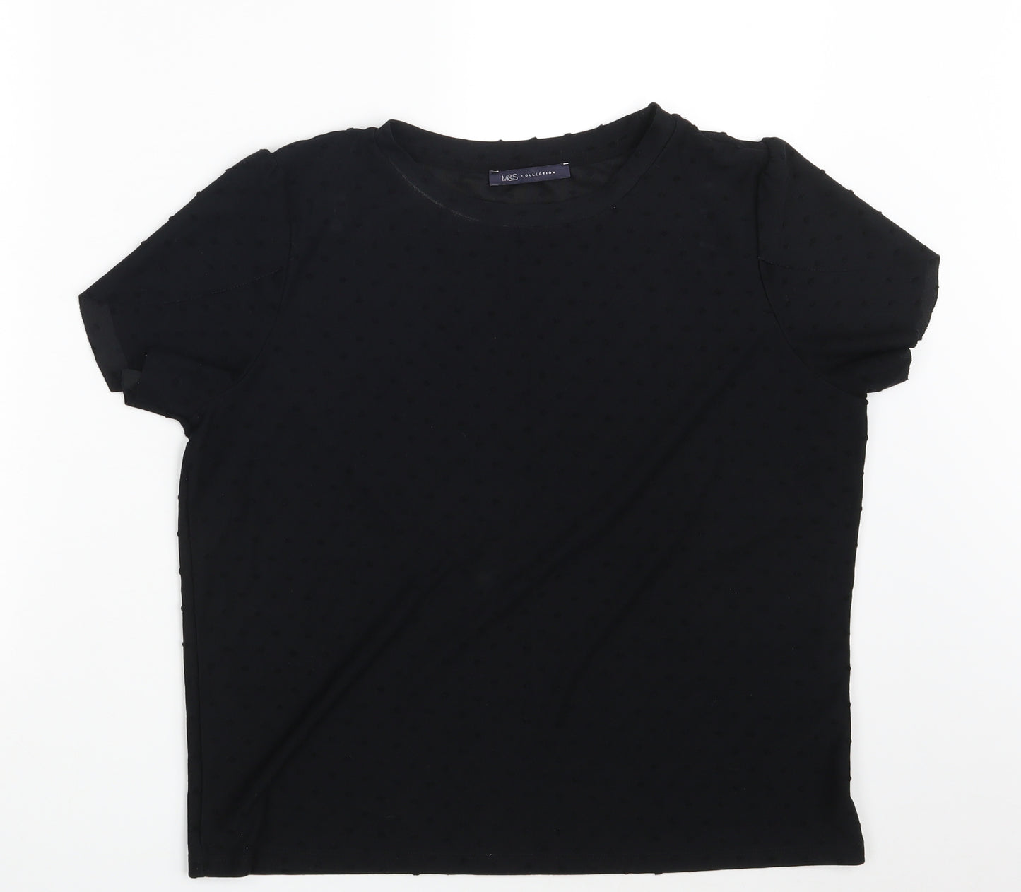 M&S Womens Black Polka Dot  Basic T-Shirt Size 16