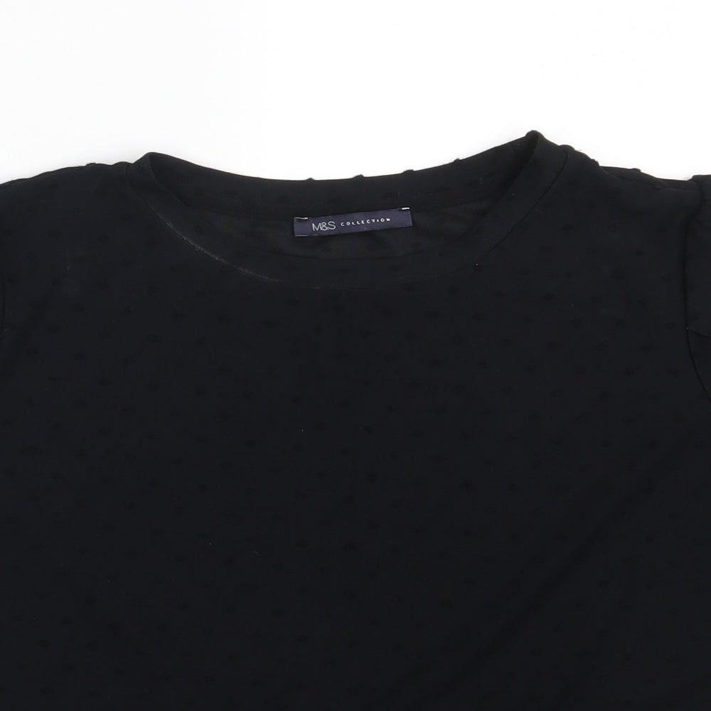 M&S Womens Black Polka Dot  Basic T-Shirt Size 16