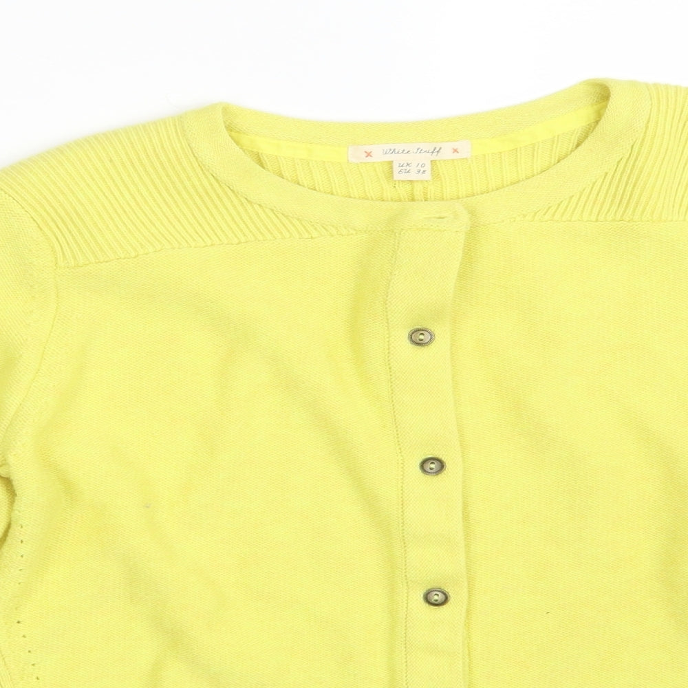 White Stuff Womens Yellow  Knit Cardigan Jumper Size 10