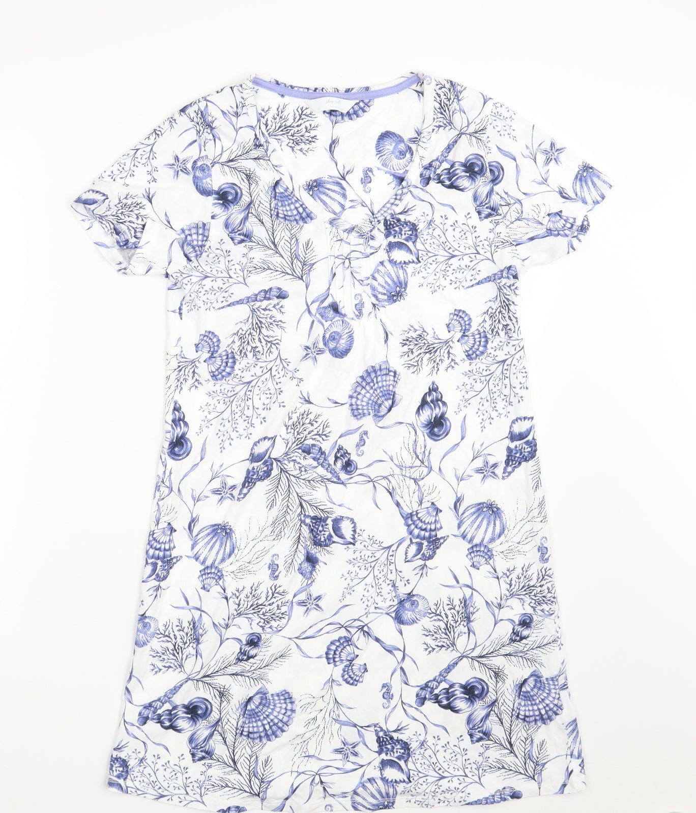 M&S Womens White Floral  Basic T-Shirt Size 10  -