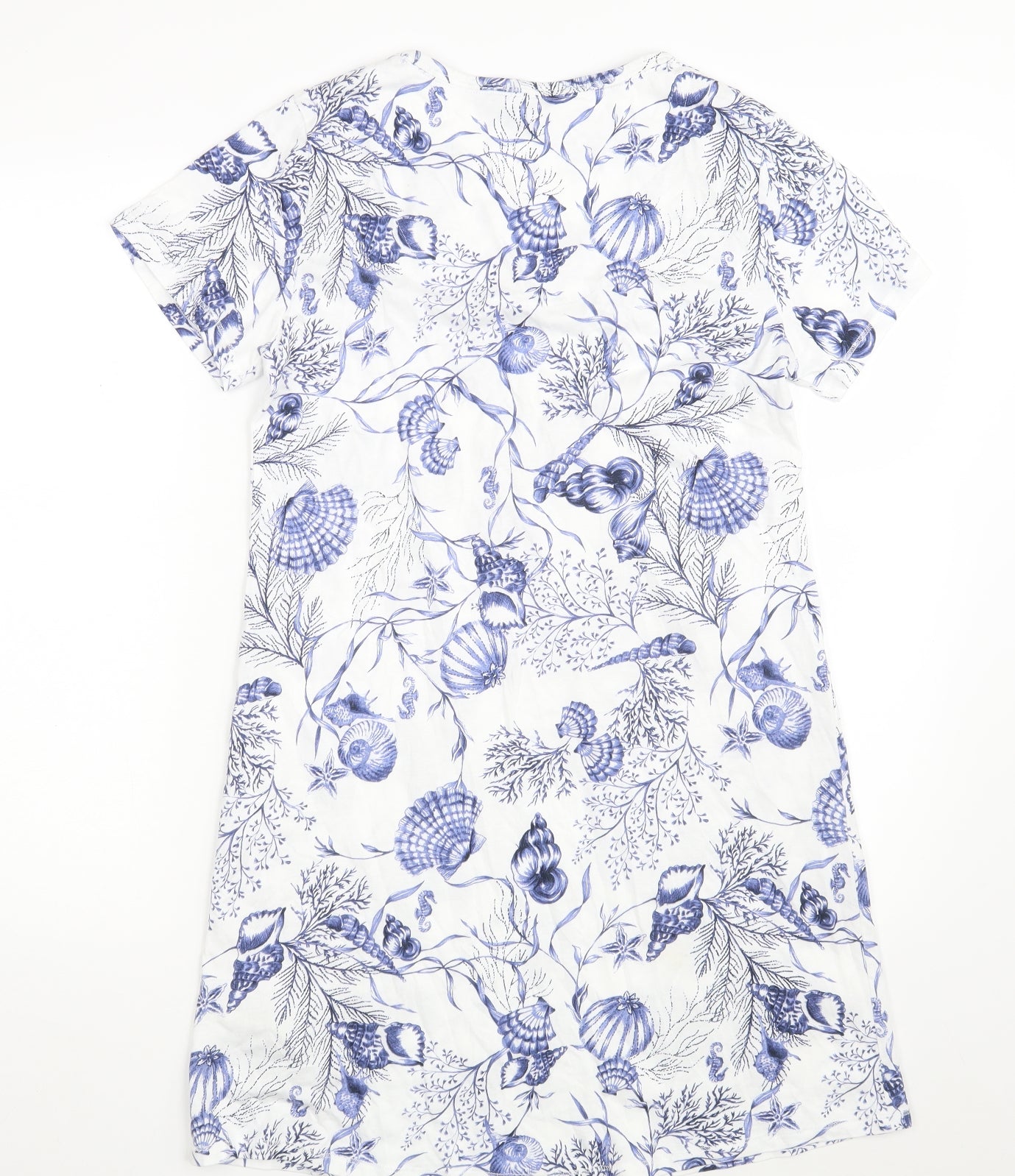 M&S Womens White Floral  Basic T-Shirt Size 10  -