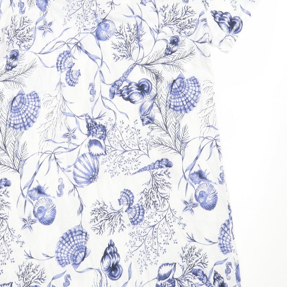 M&S Womens White Floral  Basic T-Shirt Size 10  -