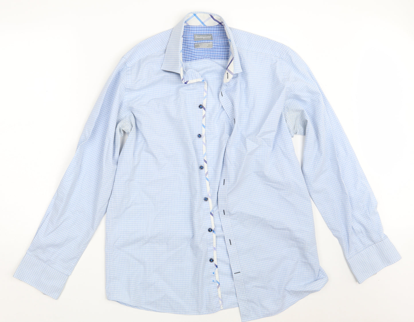 Sondergaard Mens Blue Check   Button-Up Size 16.5