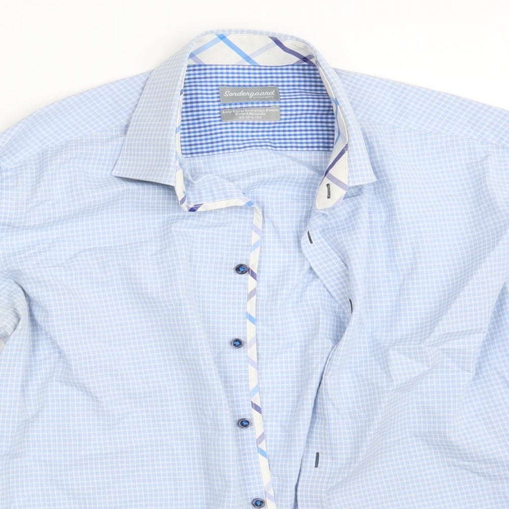 Sondergaard Mens Blue Check   Button-Up Size 16.5