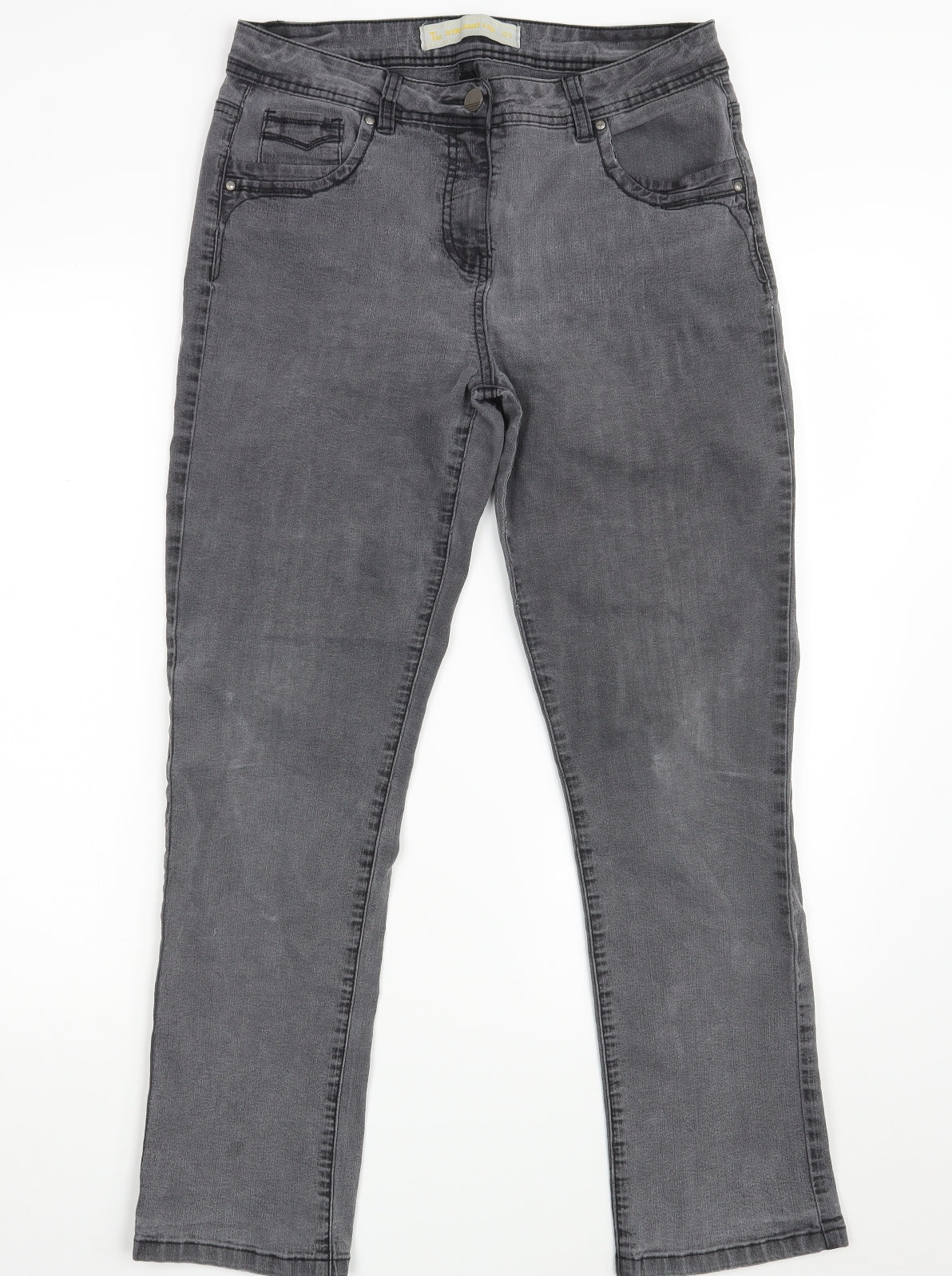 TU Womens Grey  Denim Straight Jeans Size 12 L28 in