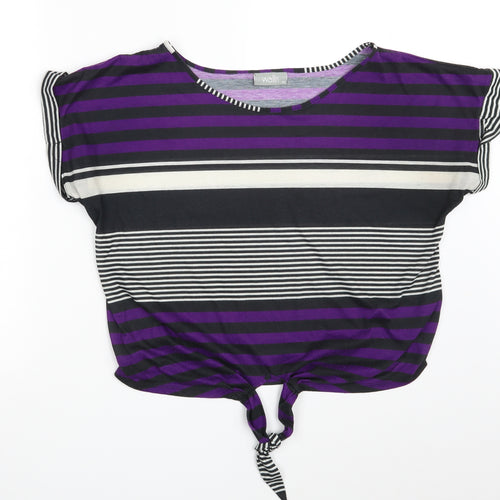 Wallis Womens Multicoloured Striped  Cropped T-Shirt Size M