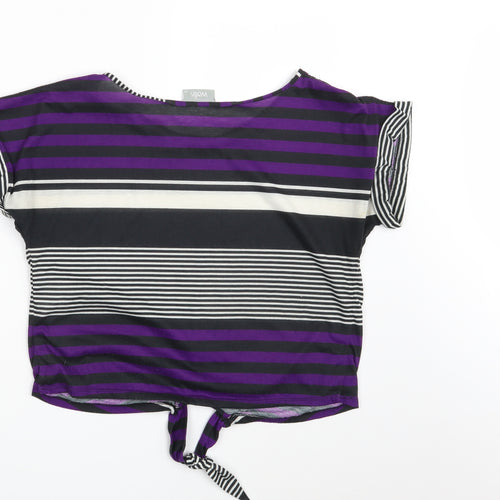 Wallis Womens Multicoloured Striped  Cropped T-Shirt Size M