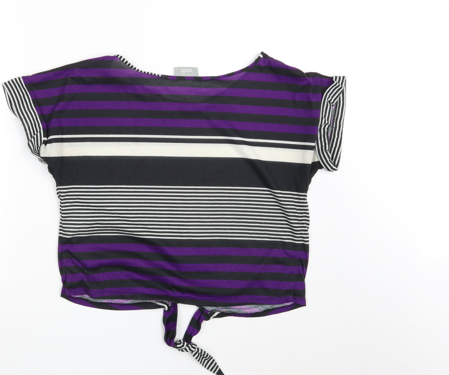 Wallis Womens Multicoloured Striped  Cropped T-Shirt Size M