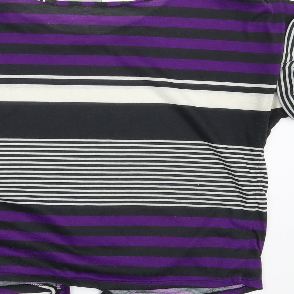 Wallis Womens Multicoloured Striped  Cropped T-Shirt Size M