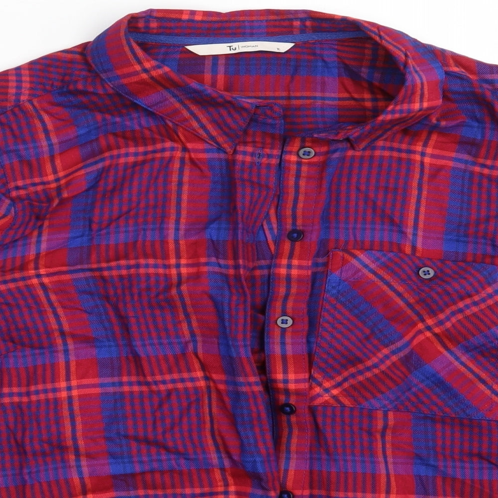 TU Womens Multicoloured Check  Basic Button-Up Size 16