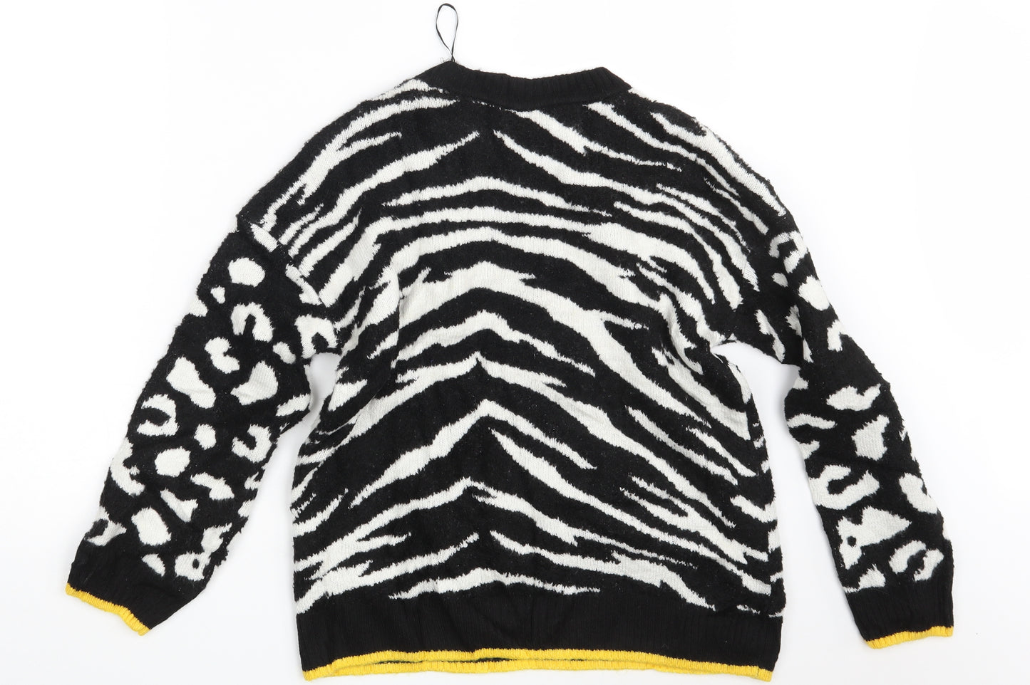 M&S Womens Black Animal Print  Pullover Jumper Size S