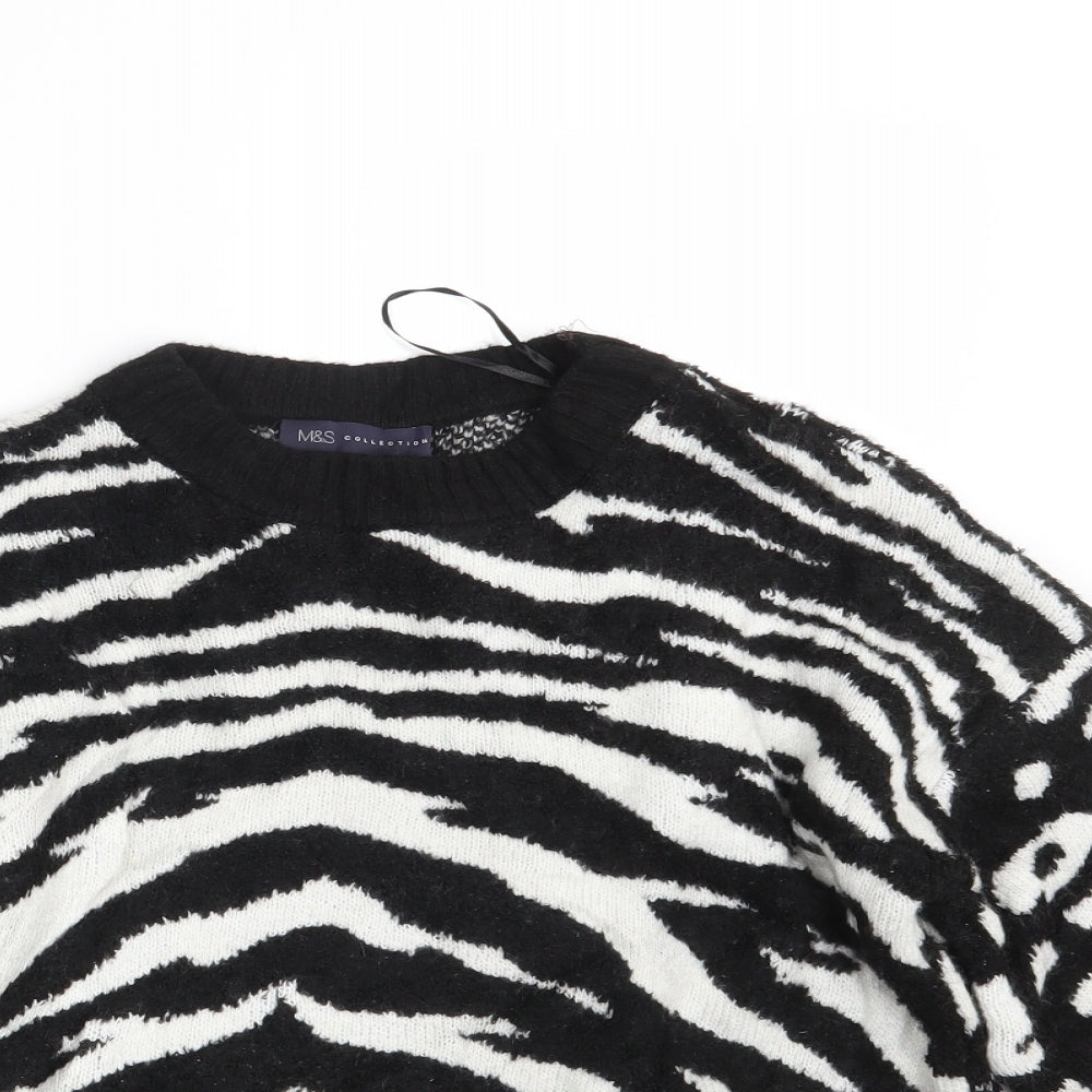 M&S Womens Black Animal Print  Pullover Jumper Size S