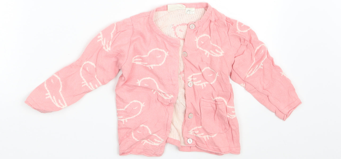 Lupilu Girls Pink Animal Print  Cardigan Jumper Size 12-18 Months