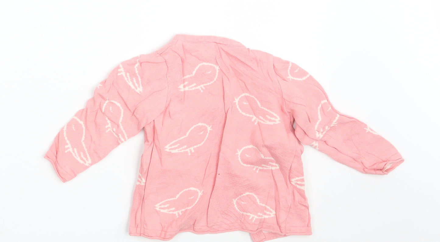 Lupilu Girls Pink Animal Print  Cardigan Jumper Size 12-18 Months