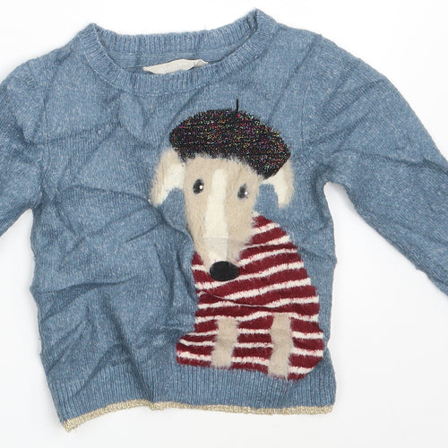 John Lewis Girls Blue   Pullover Jumper Size 2 Years  - Seasonal Christmas Festive Holiday