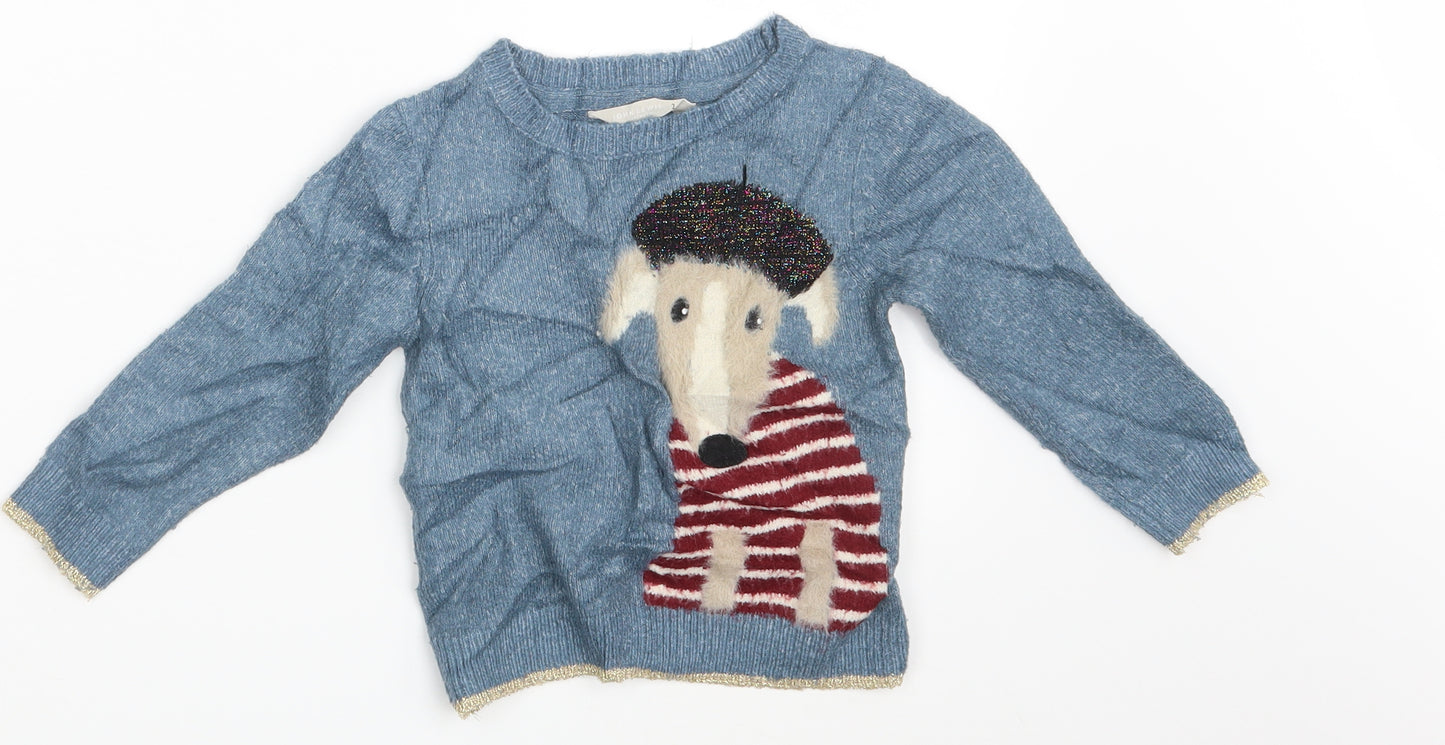 John Lewis Girls Blue   Pullover Jumper Size 2 Years  - Seasonal Christmas Festive Holiday