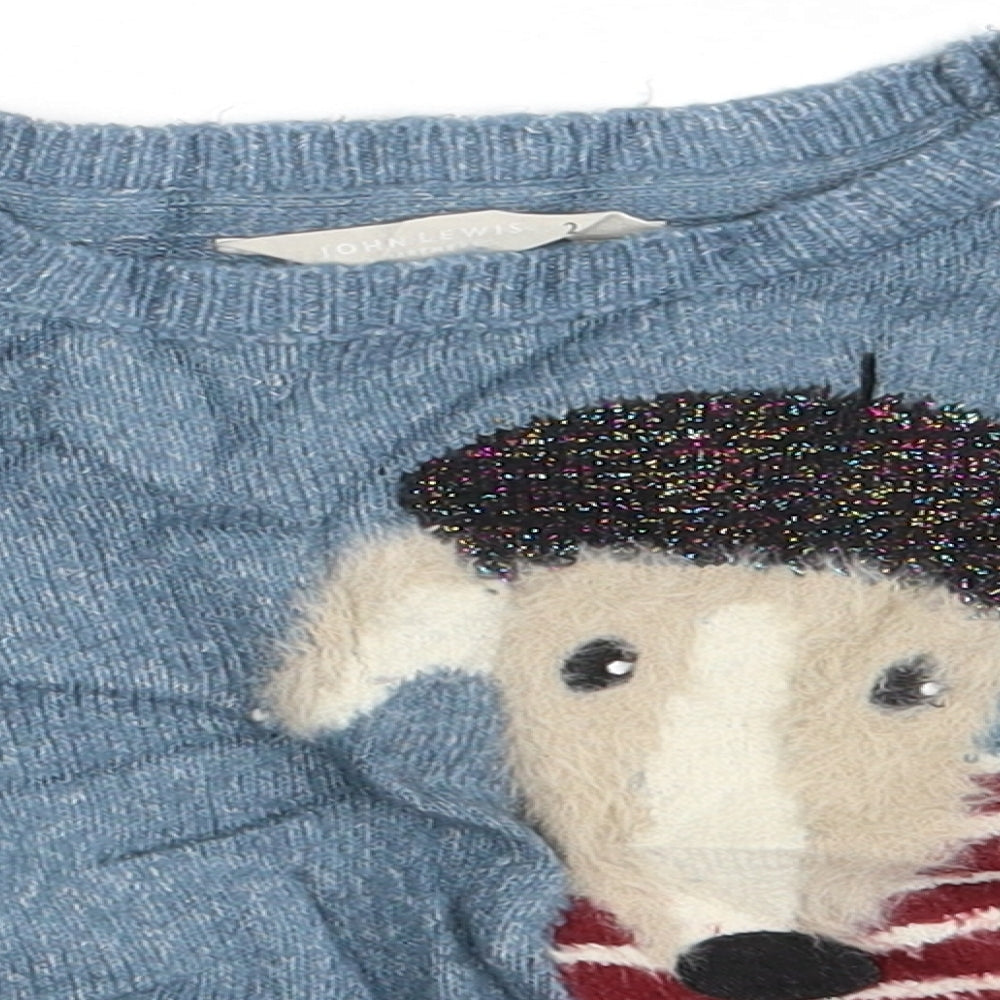 John Lewis Girls Blue   Pullover Jumper Size 2 Years  - Seasonal Christmas Festive Holiday