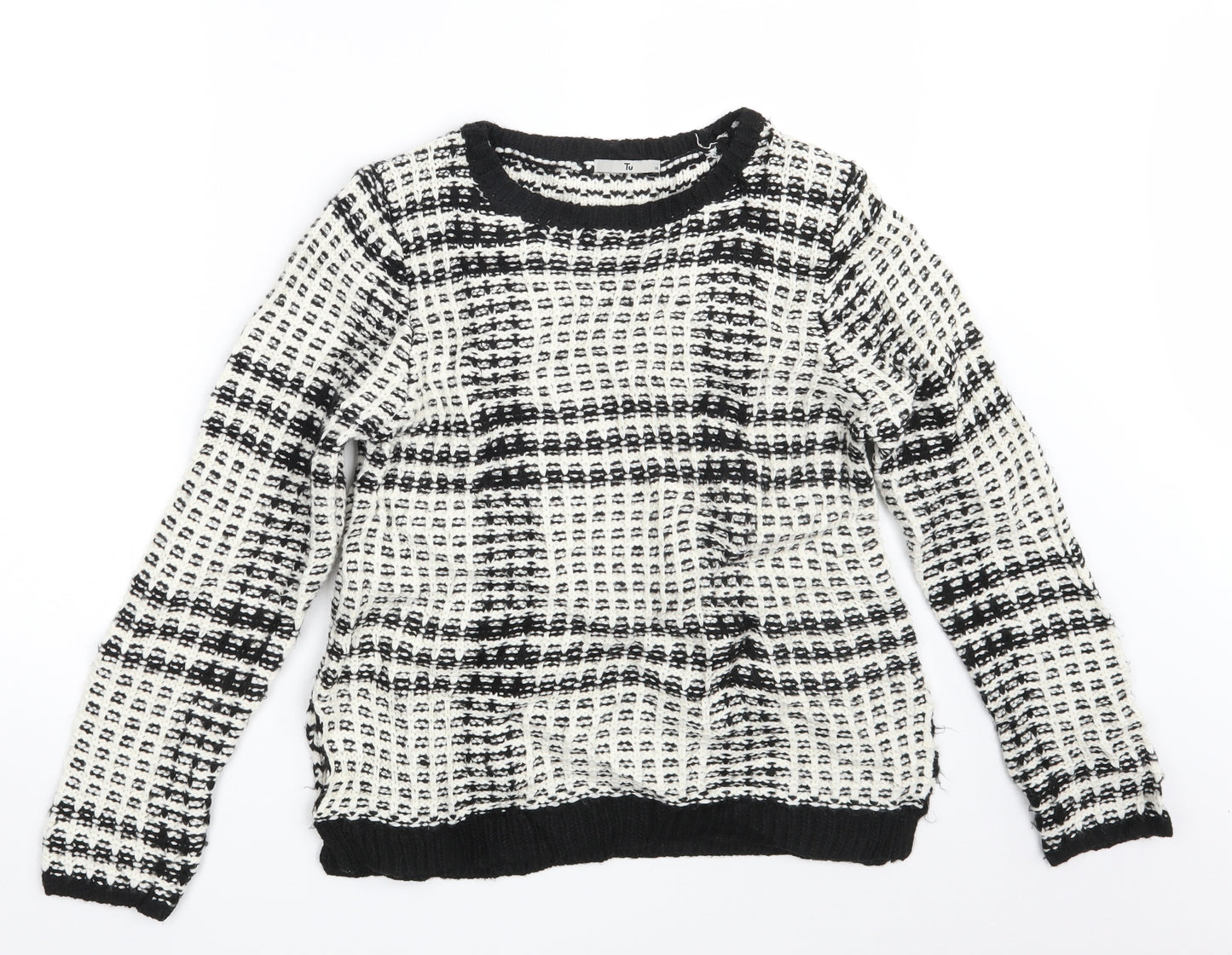 TU Womens White Check  Pullover Jumper Size 14