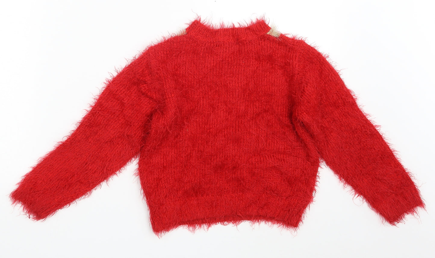 NEXT Girls Red   Pullover Jumper Size 5-6 Years  - Seasonal Christmas Festive Holiday