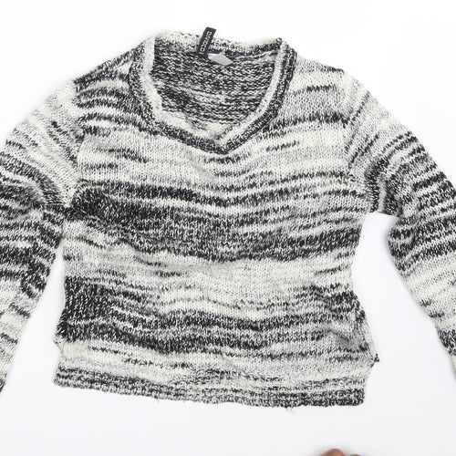 H&M Womens White Geometric  Pullover Jumper Size XS
