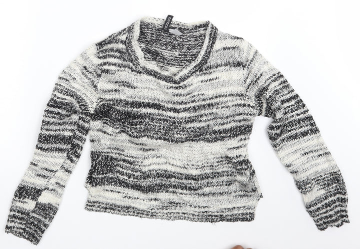 H&M Womens White Geometric Pullover Jumper Size XS