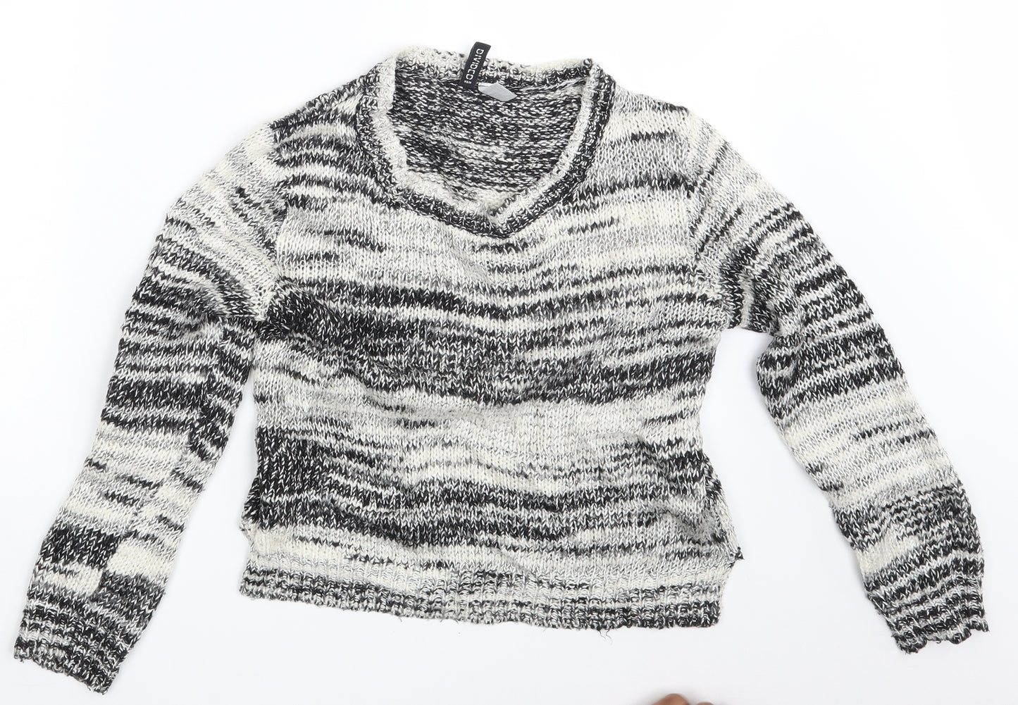 H&M Womens White Geometric  Pullover Jumper Size XS