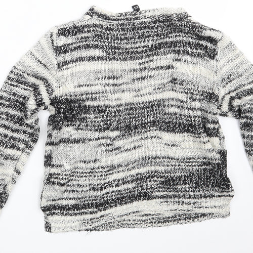 H&M Womens White Geometric  Pullover Jumper Size XS