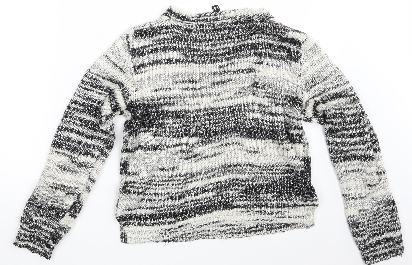 H&M Womens White Geometric  Pullover Jumper Size XS