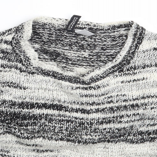H&M Womens White Geometric  Pullover Jumper Size XS