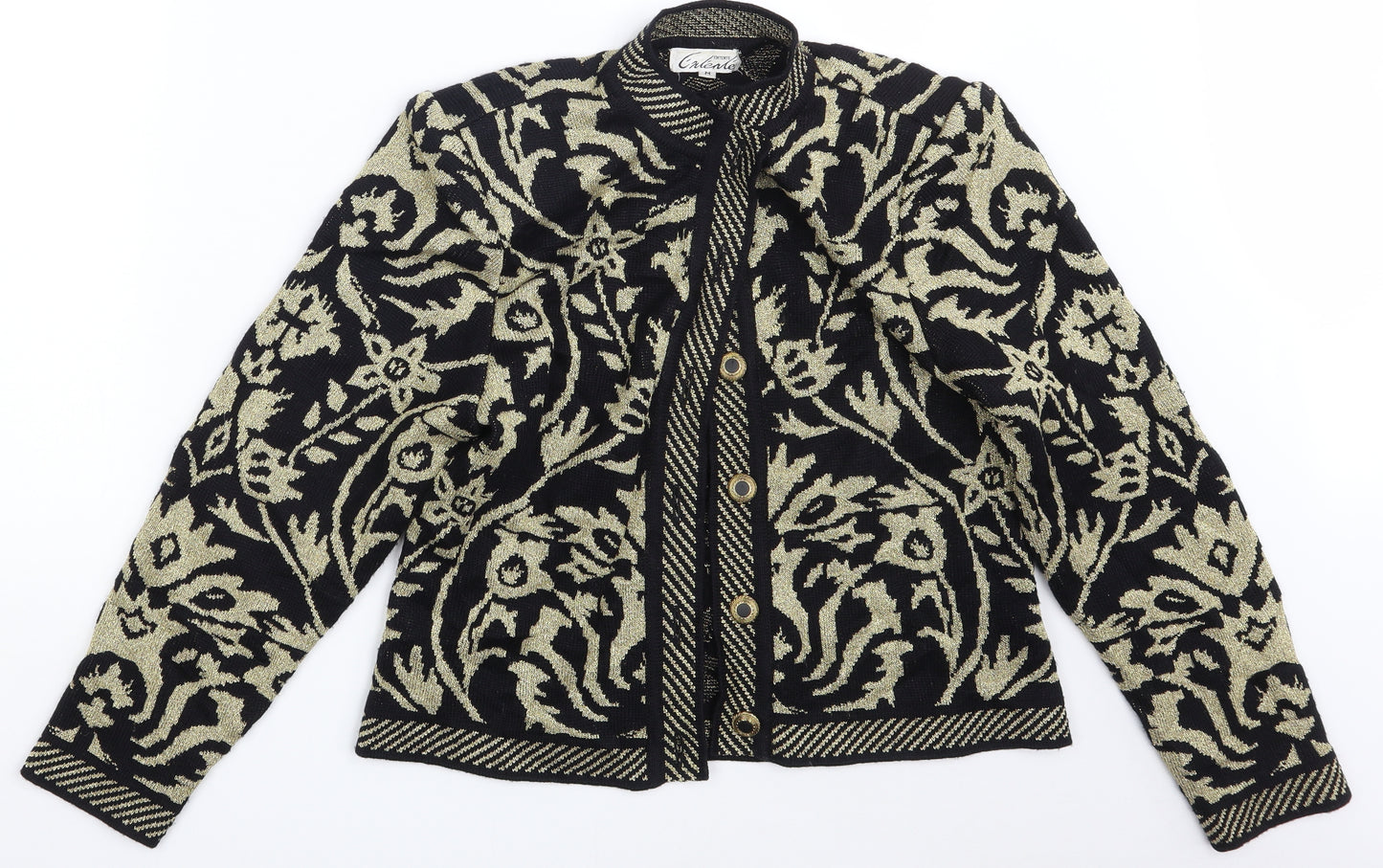 Entente Womens Black Floral  Cardigan Jumper Size M