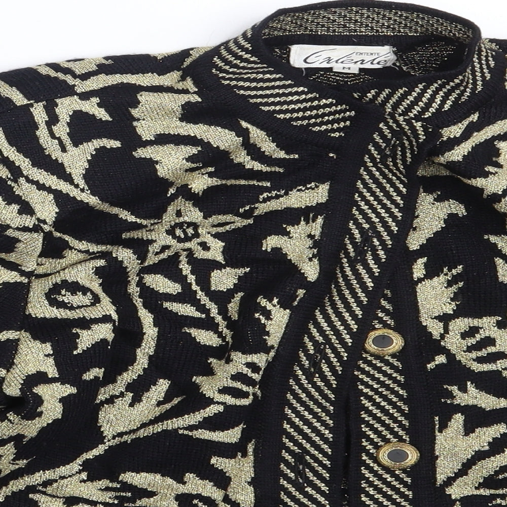 Entente Womens Black Floral  Cardigan Jumper Size M