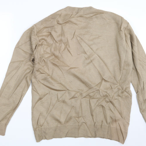 Berringer Mens Beige Geometric  Pullover Jumper Size XL